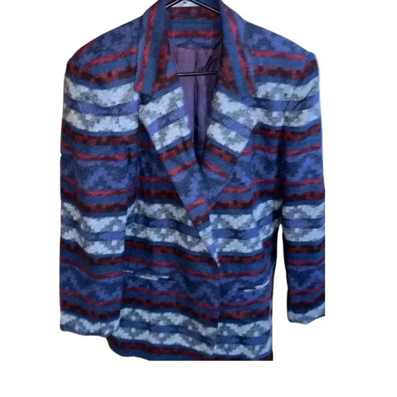 Vintage Casablanca Oversized Wool Blend Aztec Print Blazer Size 8 - Picture 2 of 8